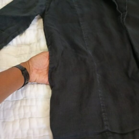 Tahari Jacket 100% Linen Open Front Womens Black Size S Bohemia Prepy Comfort - Picture 5 of 11